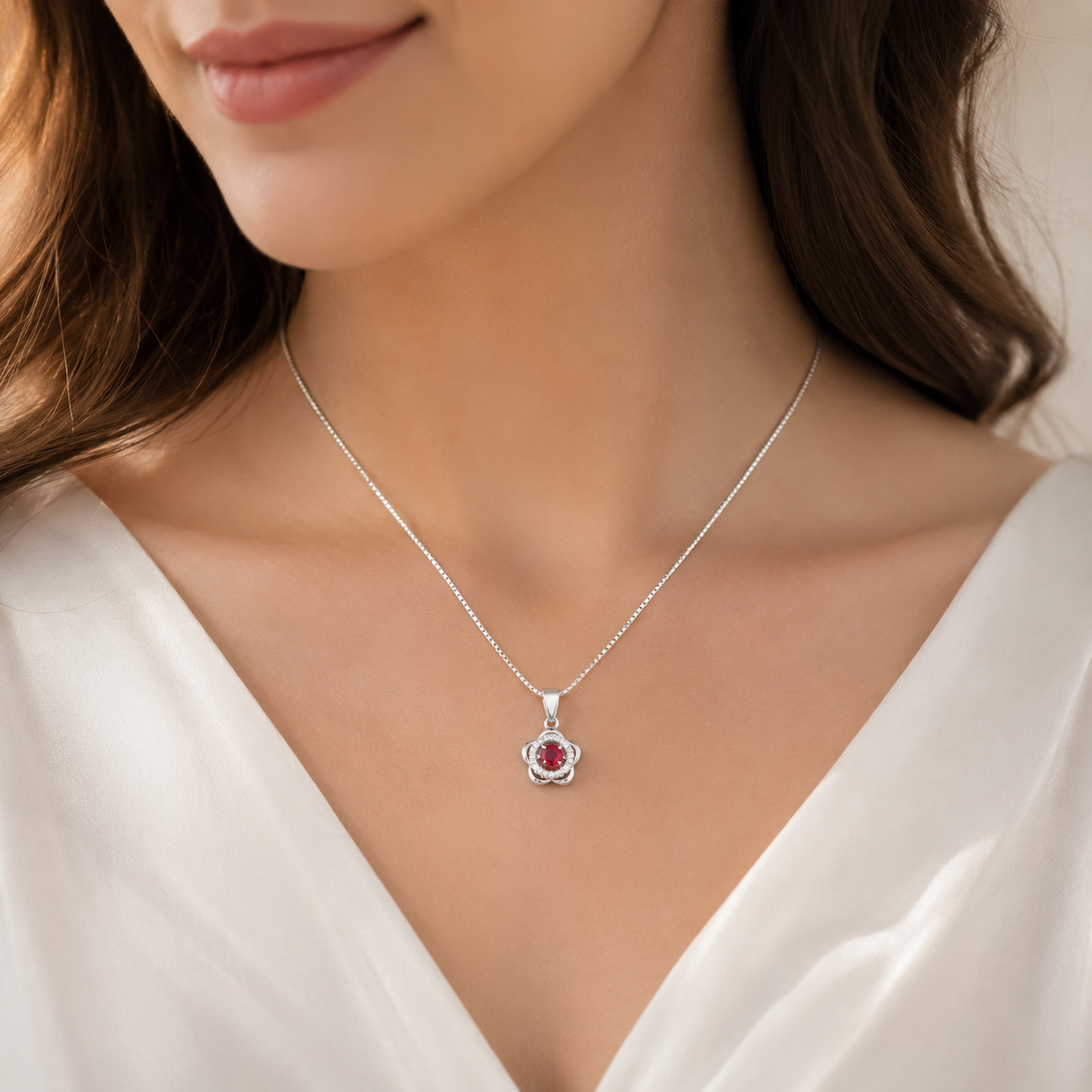 Ruby Flower Pendant Without Chain preview