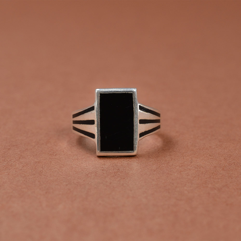 Men’s Silver Black Stone Signe