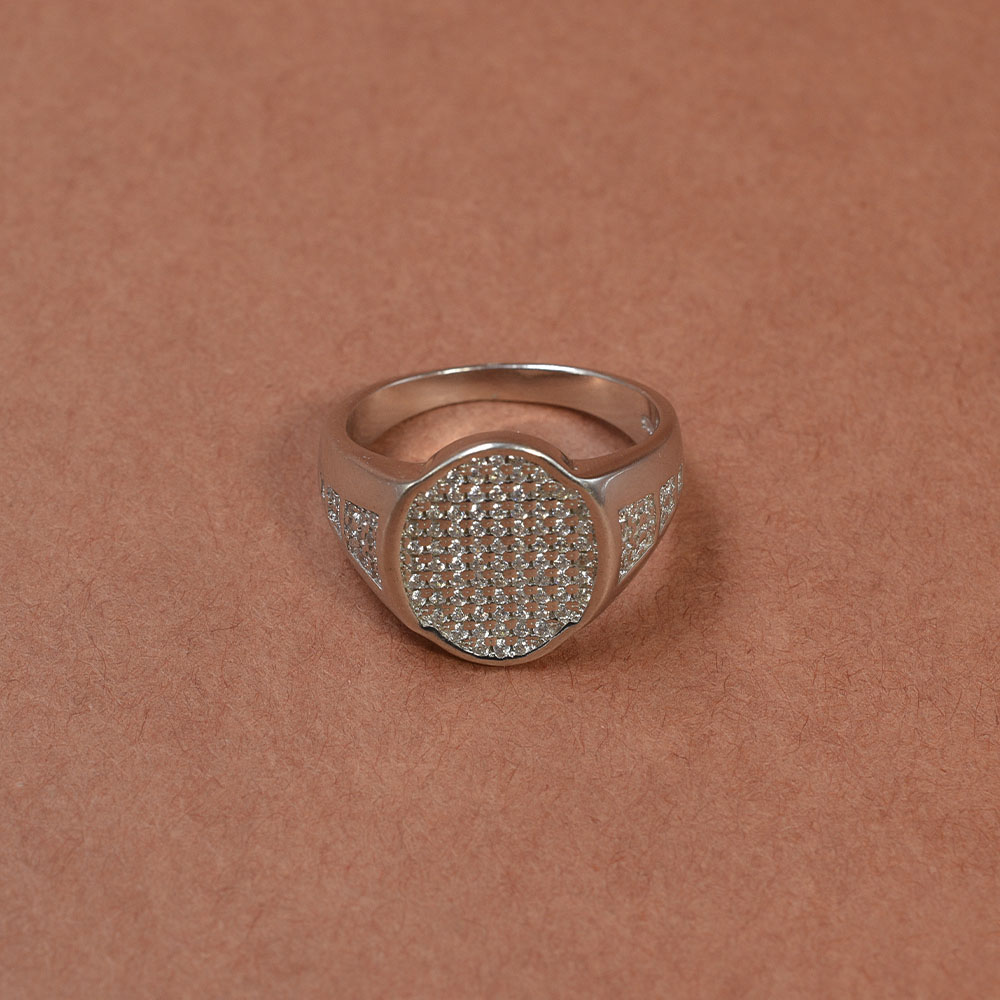 Men’s Silver CZ Pavé Signet Ri